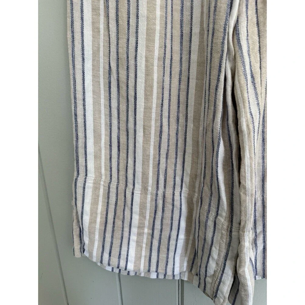 Banana Republic Wide Leg Linen Blend Pants S Small Beachy Blue Ivory Stripe
